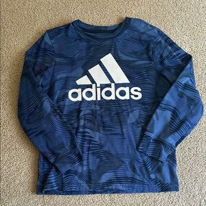 Adidas Navy Patterned Long Sleeve Tee